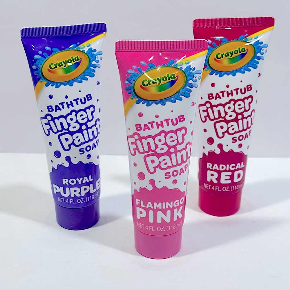 Lot of 3 - Crayola Bathtub Finger Paint Soap Trio - Purple, Pink, Red(4fl oz.)